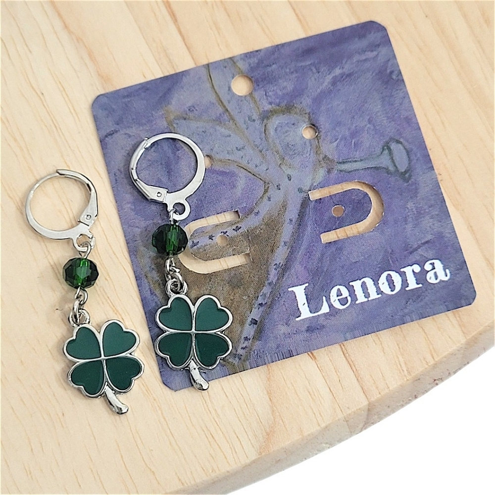 Hand Crafted Four-leaf Clover Earrings - Lever Back Hypoallergenic Dangle